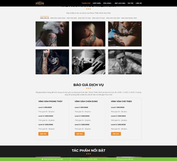 Theme wordpress cửa hàng, dịch vụ xăm - Ảnh 2