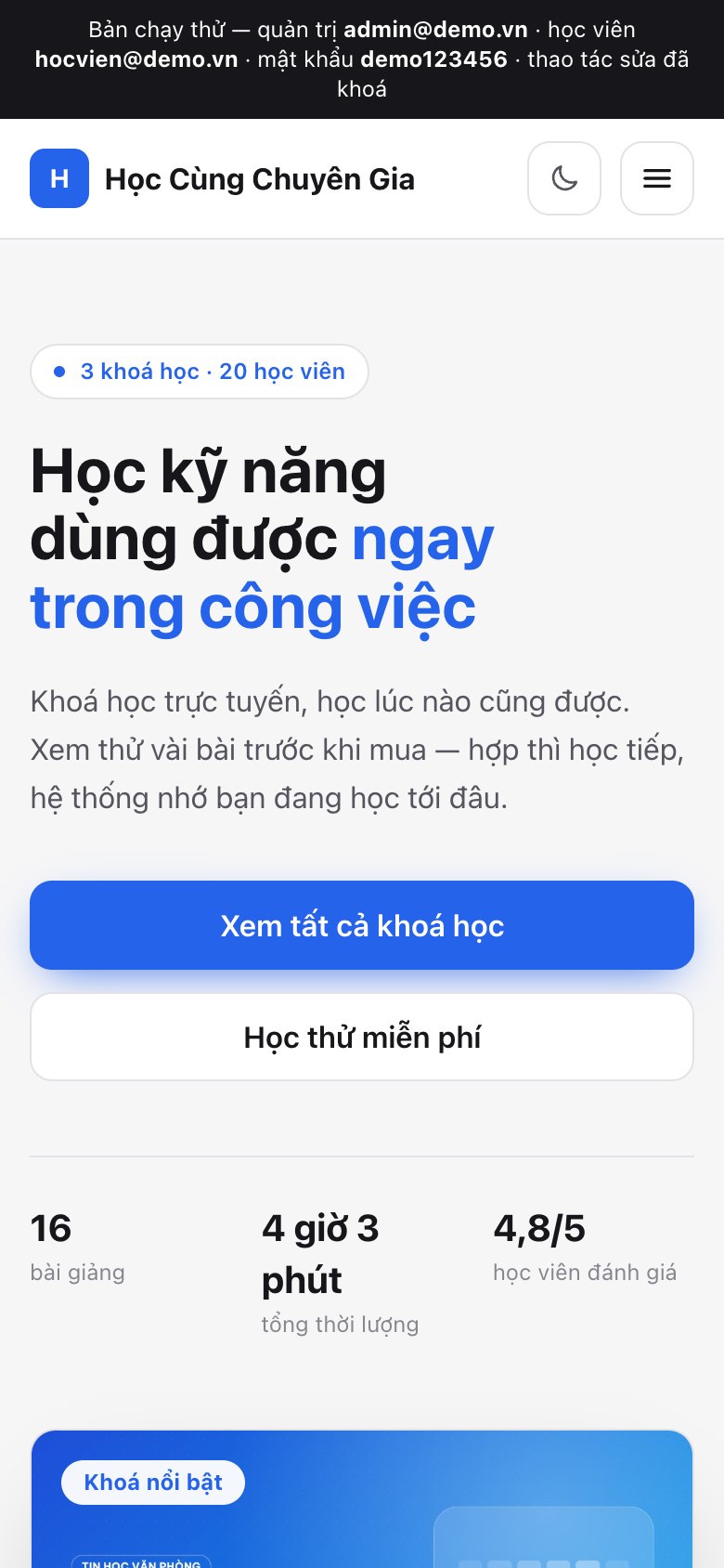 Trang chủ trên điện thoại